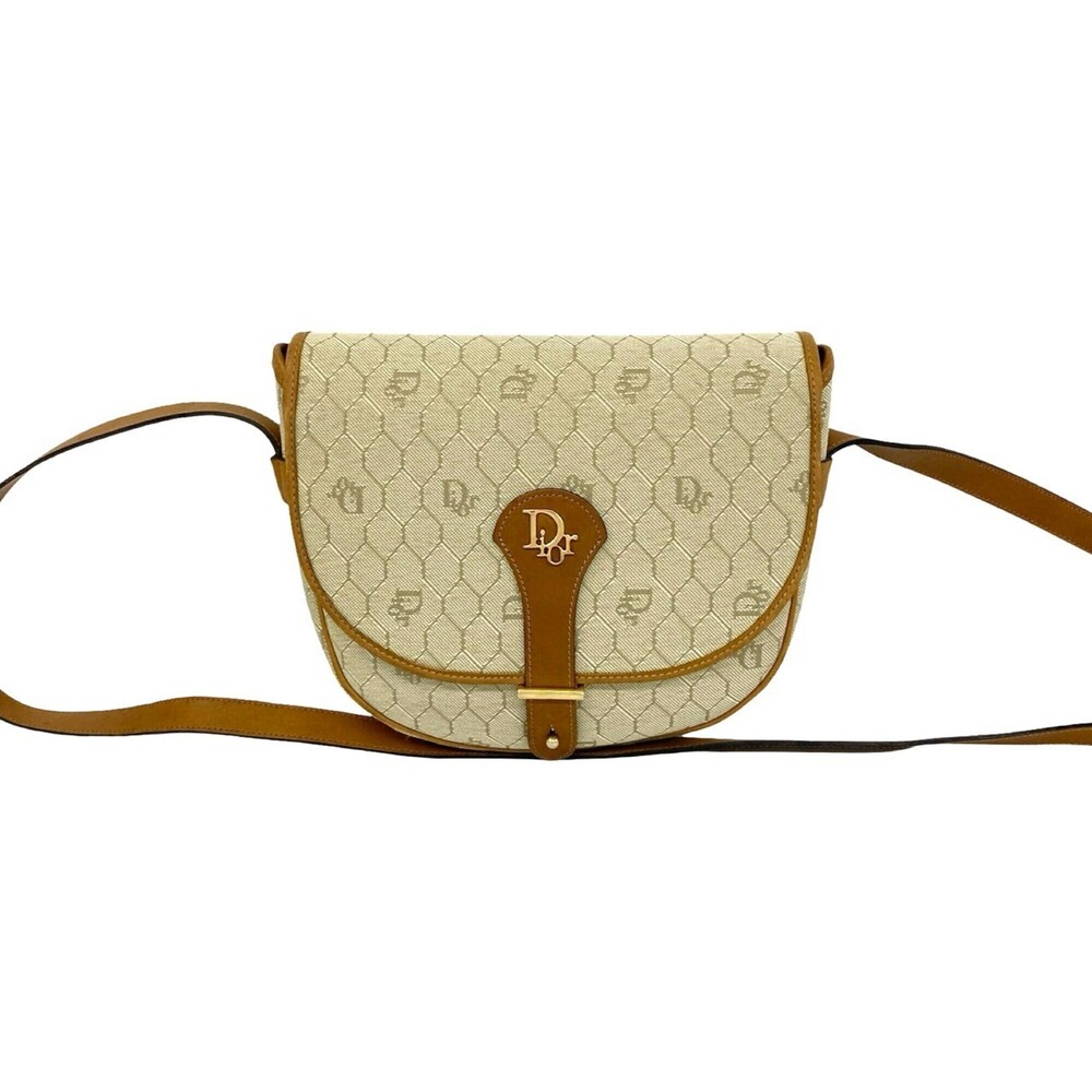 Christian Dior Vintage Honeycomb Pattern Logo Hardware Leather Mini Shoulder ...